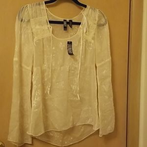 Laundry Sheer Cream Long-Sleeve top